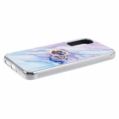 For Samsung Galaxy A34 5G Case Marble Pattern PC+TPU Phone Cover Electroplating Kickstand Case