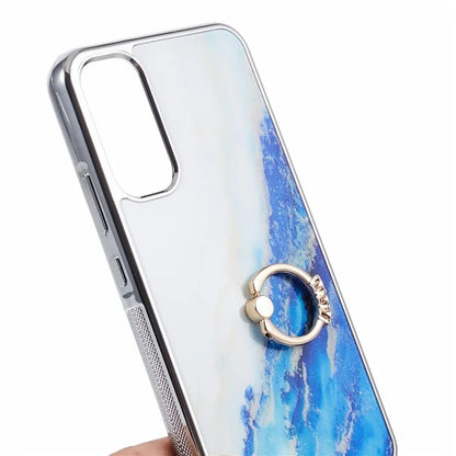 For Samsung Galaxy A34 5G Case Marble Pattern PC+TPU Phone Cover Electroplating Kickstand Case
