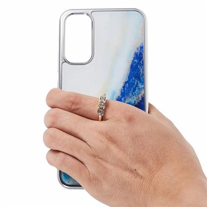 For Samsung Galaxy A34 5G Case Marble Pattern PC+TPU Phone Cover Electroplating Kickstand Case