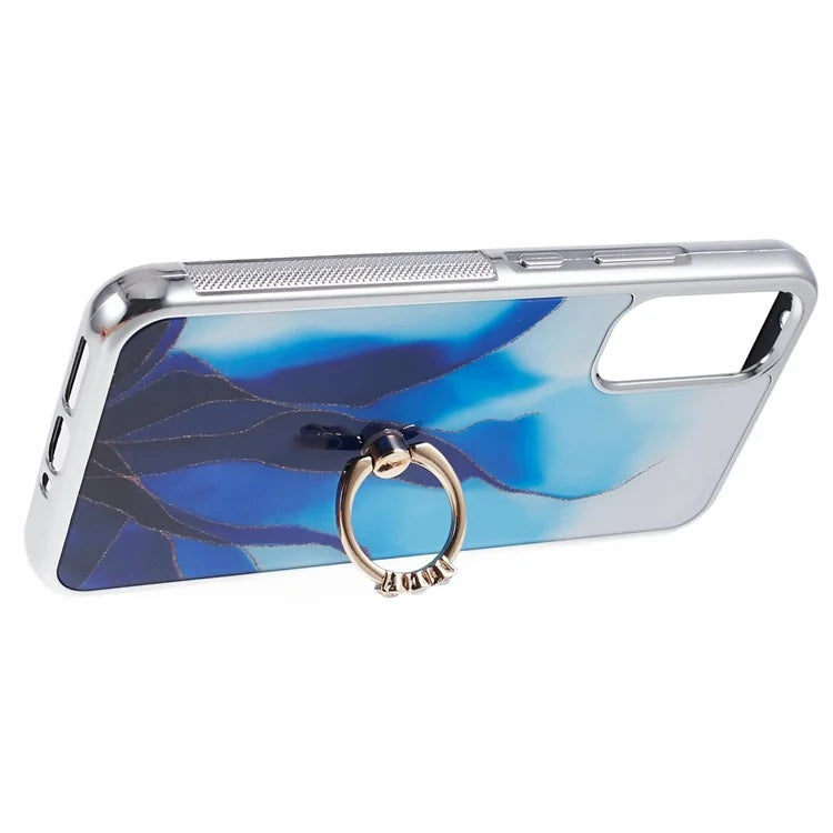 For Samsung Galaxy A54 5G Case Electroplating PC+TPU Phone Case Marble Pattern Kickstand Cover