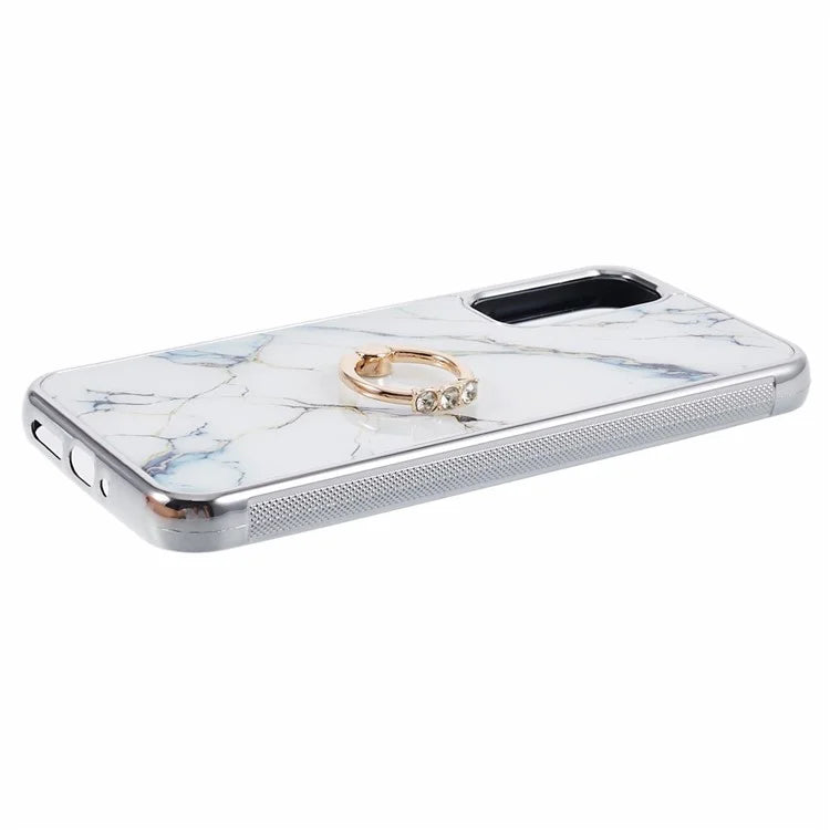 For Samsung Galaxy A54 5G Case Electroplating PC+TPU Phone Case Marble Pattern Kickstand Cover