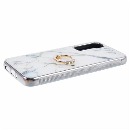 For Samsung Galaxy A54 5G Case Electroplating PC+TPU Phone Case Marble Pattern Kickstand Cover