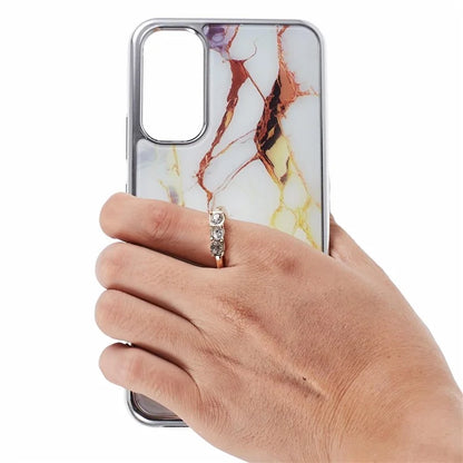 For Samsung Galaxy A54 5G Case Electroplating PC+TPU Phone Case Marble Pattern Kickstand Cover