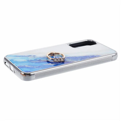 For Samsung Galaxy A54 5G Case Electroplating PC+TPU Phone Case Marble Pattern Kickstand Cover
