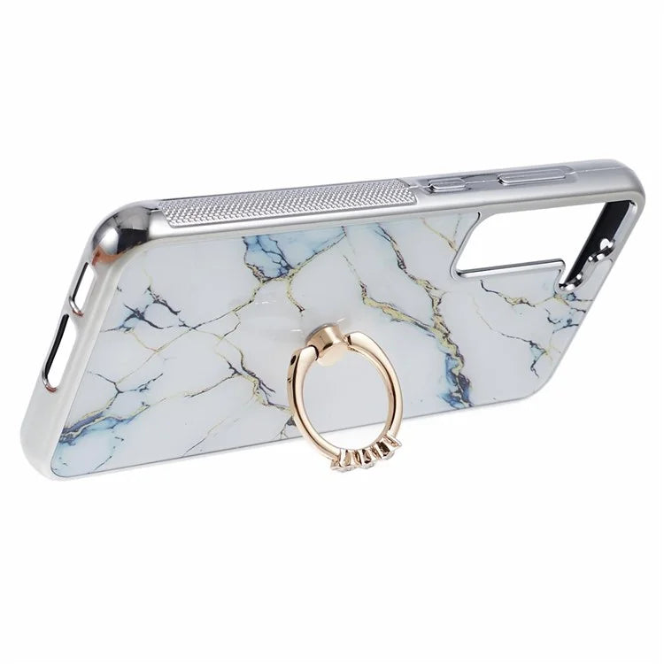 For Samsung Galaxy S22+ 5G Case Shockproof PC+TPU Cover Electroplating Kickstand Phone Case