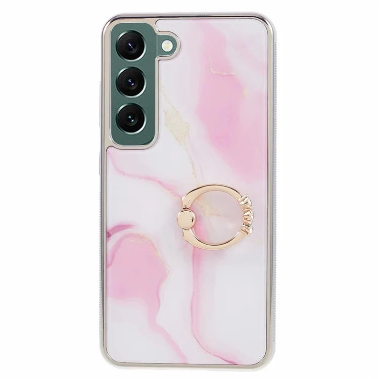 For Samsung Galaxy S22+ 5G Case Shockproof PC+TPU Cover Electroplating Kickstand Phone Case