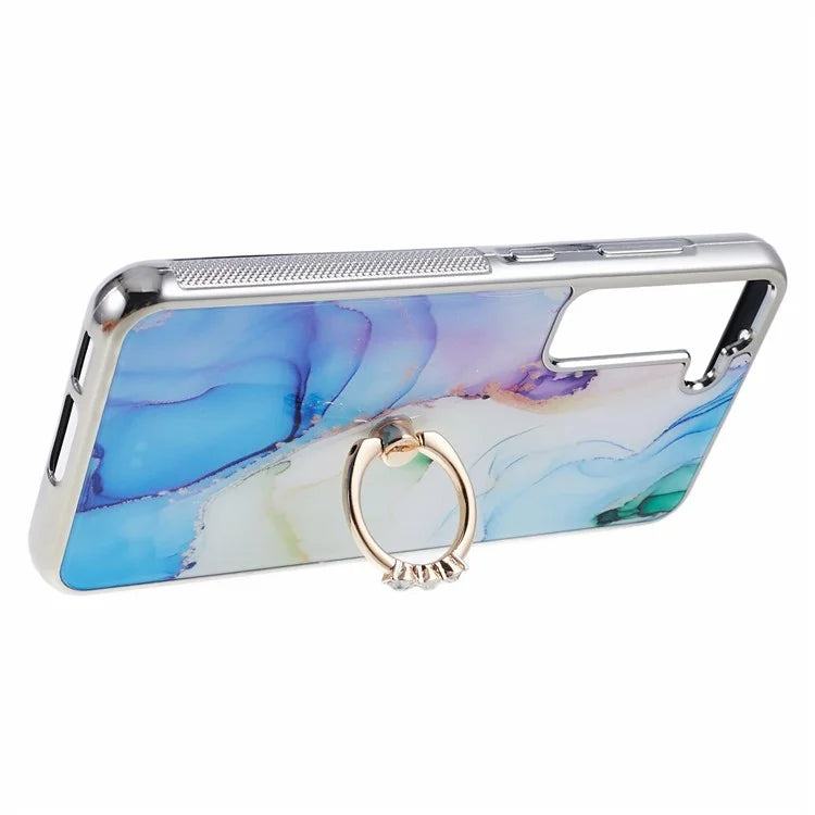 For Samsung Galaxy S22+ 5G Case Shockproof PC+TPU Cover Electroplating Kickstand Phone Case