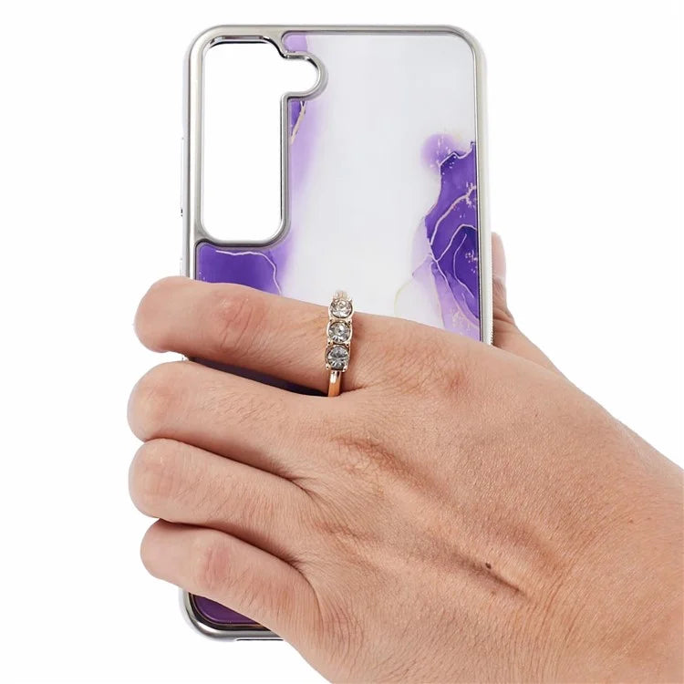 For Samsung Galaxy S22+ 5G Case Shockproof PC+TPU Cover Electroplating Kickstand Phone Case