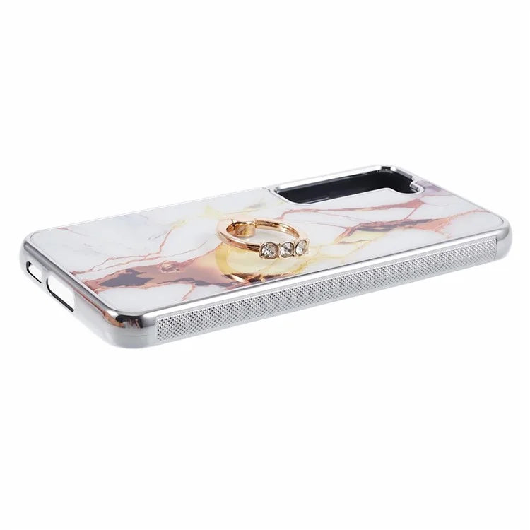 For Samsung Galaxy S22+ 5G Case Shockproof PC+TPU Cover Electroplating Kickstand Phone Case