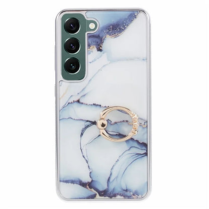 For Samsung Galaxy S22 5G Kickstand Case Electroplating PC+TPU Cover Anti-Drop Phone Case