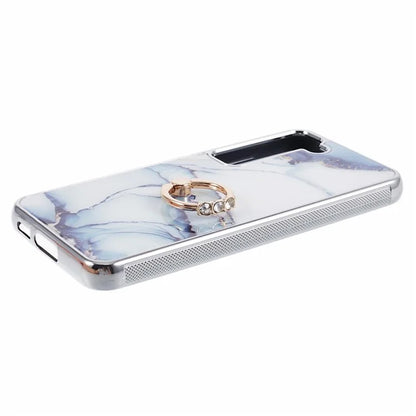 For Samsung Galaxy S22 5G Kickstand Case Electroplating PC+TPU Cover Anti-Drop Phone Case