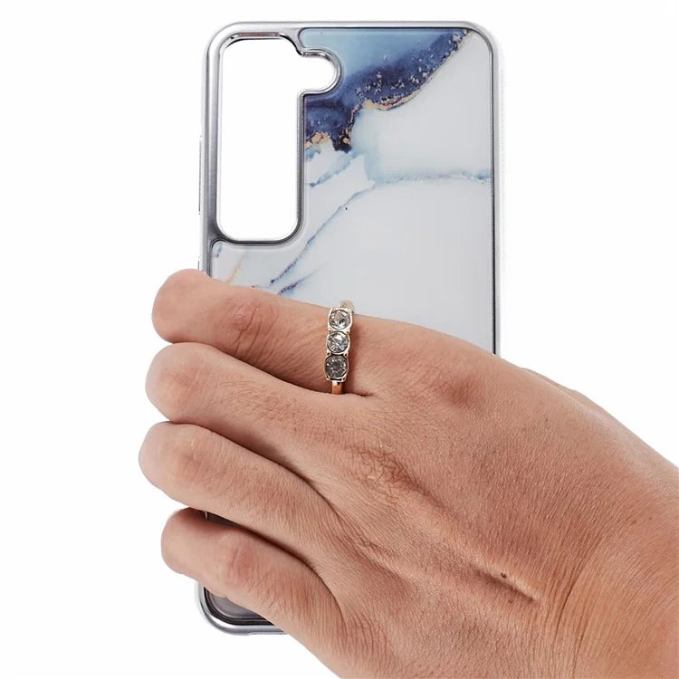 For Samsung Galaxy S22 5G Kickstand Case Electroplating PC+TPU Cover Anti-Drop Phone Case