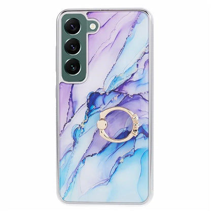 For Samsung Galaxy S22 5G Kickstand Case Electroplating PC+TPU Cover Anti-Drop Phone Case