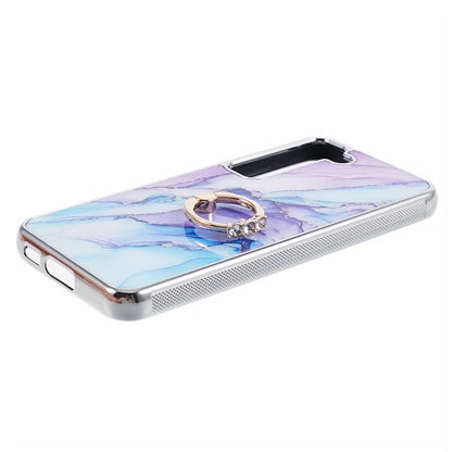 For Samsung Galaxy S22 5G Kickstand Case Electroplating PC+TPU Cover Anti-Drop Phone Case