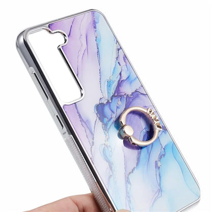 For Samsung Galaxy S22 5G Kickstand Case Electroplating PC+TPU Cover Anti-Drop Phone Case