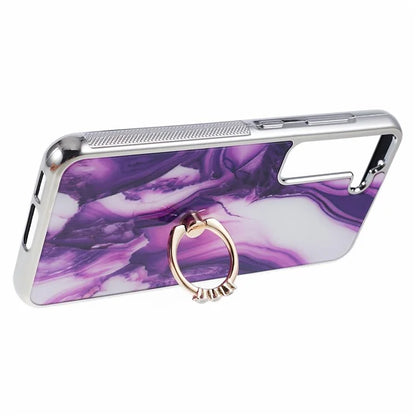 For Samsung Galaxy S22 5G Kickstand Case Electroplating PC+TPU Cover Anti-Drop Phone Case