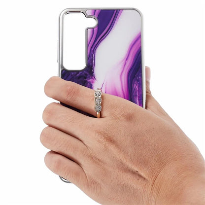 For Samsung Galaxy S22 5G Kickstand Case Electroplating PC+TPU Cover Anti-Drop Phone Case