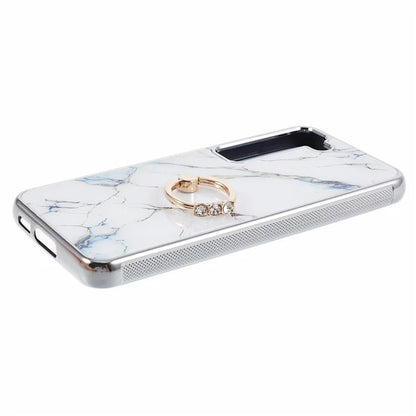For Samsung Galaxy S22 5G Kickstand Case Electroplating PC+TPU Cover Anti-Drop Phone Case