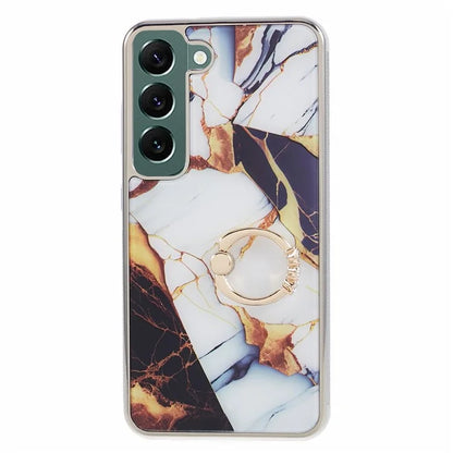 For Samsung Galaxy S22 5G Kickstand Case Electroplating PC+TPU Cover Anti-Drop Phone Case