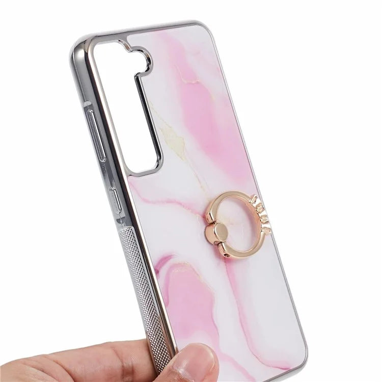 For Samsung Galaxy S22 5G Kickstand Case Electroplating PC+TPU Cover Anti-Drop Phone Case