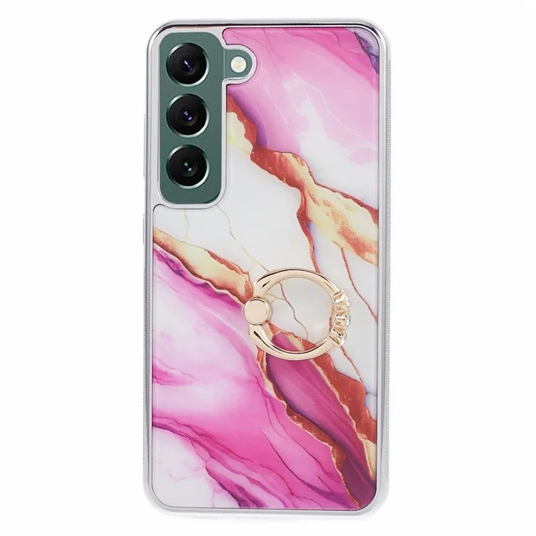 For Samsung Galaxy S22 5G Kickstand Case Electroplating PC+TPU Cover Anti-Drop Phone Case
