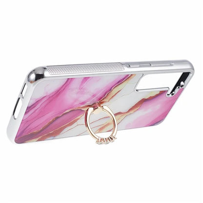 For Samsung Galaxy S22 5G Kickstand Case Electroplating PC+TPU Cover Anti-Drop Phone Case