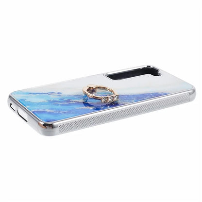For Samsung Galaxy S22 5G Kickstand Case Electroplating PC+TPU Cover Anti-Drop Phone Case