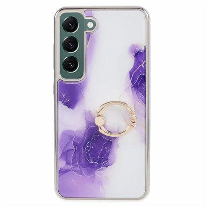 For Samsung Galaxy S22 5G Kickstand Case Electroplating PC+TPU Cover Anti-Drop Phone Case