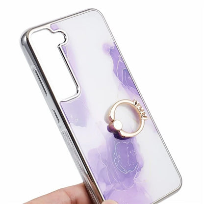 For Samsung Galaxy S22 5G Kickstand Case Electroplating PC+TPU Cover Anti-Drop Phone Case