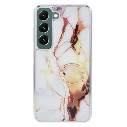 For Samsung Galaxy S22 5G Kickstand Case Electroplating PC+TPU Cover Anti-Drop Phone Case