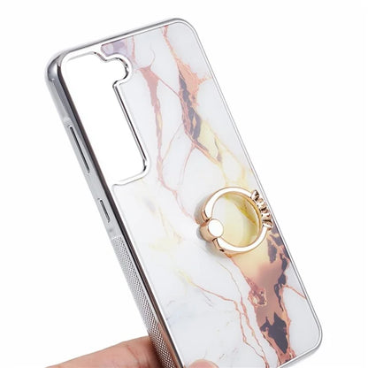 For Samsung Galaxy S22 5G Kickstand Case Electroplating PC+TPU Cover Anti-Drop Phone Case