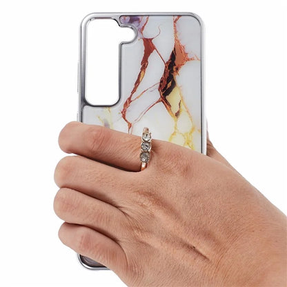 For Samsung Galaxy S22 5G Kickstand Case Electroplating PC+TPU Cover Anti-Drop Phone Case