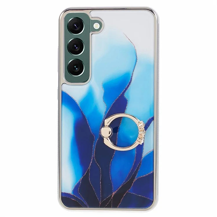 For Samsung Galaxy S22 5G Kickstand Case Electroplating PC+TPU Cover Anti-Drop Phone Case