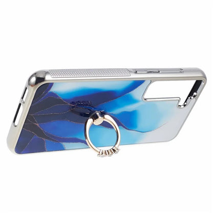 For Samsung Galaxy S22 5G Kickstand Case Electroplating PC+TPU Cover Anti-Drop Phone Case