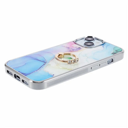 For iPhone 13 6.1 inch Protective Case Electroplating PC+TPU Cover Kickstand Anti-Drop Phone Case