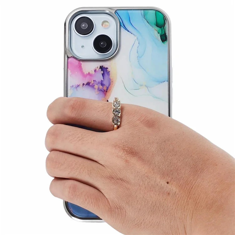 For iPhone 13 6.1 inch Protective Case Electroplating PC+TPU Cover Kickstand Anti-Drop Phone Case