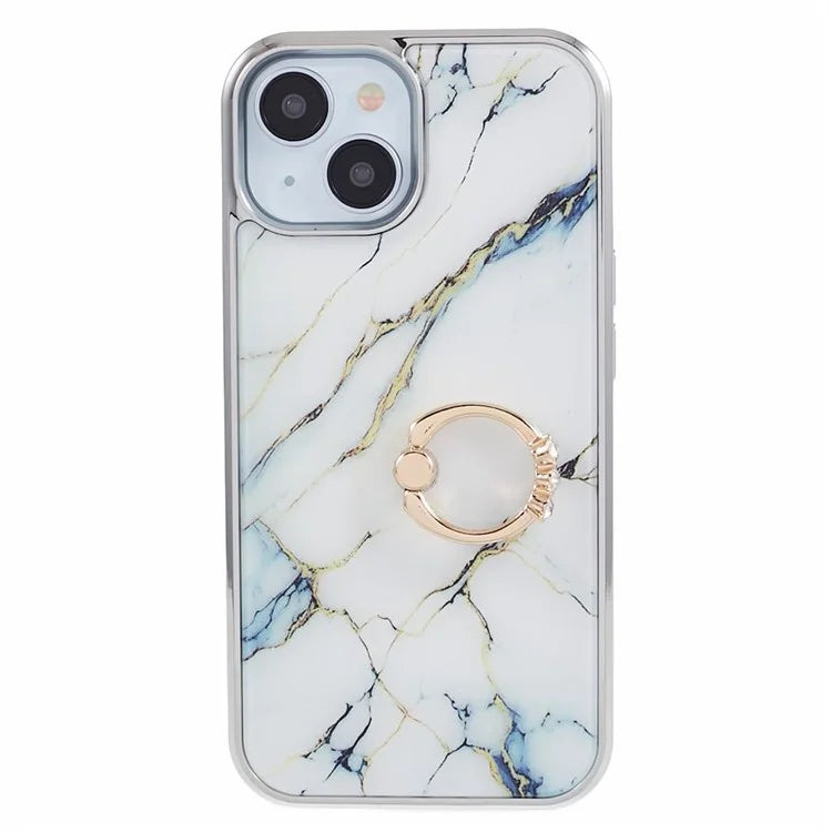 For iPhone 13 6.1 inch Protective Case Electroplating PC+TPU Cover Kickstand Anti-Drop Phone Case