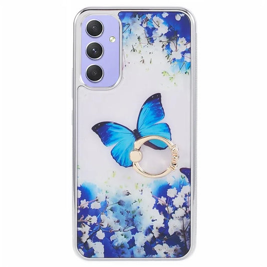 For Samsung Galaxy A34 5G Case Electroplating IMD Kickstand PC+TPU Anti-slip Pattern Phone Cover