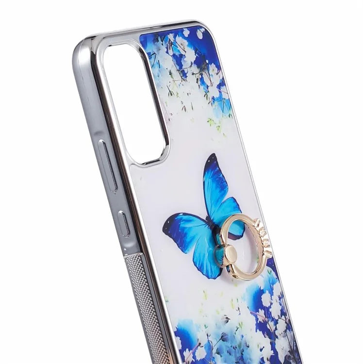 Kickstand PC+TPU Case for Samsung Galaxy A54 5G Case Electroplating IMD Pattern Phone Cover