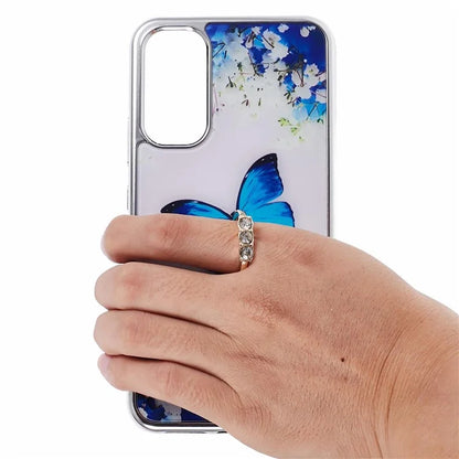 Kickstand PC+TPU Case for Samsung Galaxy A54 5G Case Electroplating IMD Pattern Phone Cover