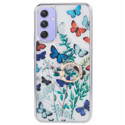 Kickstand PC+TPU Case for Samsung Galaxy A54 5G Case Electroplating IMD Pattern Phone Cover