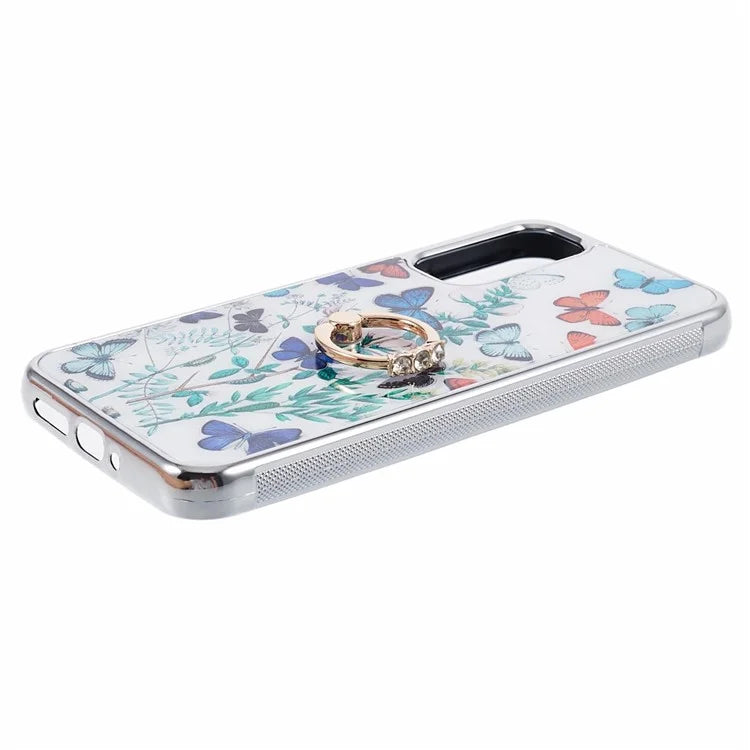 Kickstand PC+TPU Case for Samsung Galaxy A54 5G Case Electroplating IMD Pattern Phone Cover