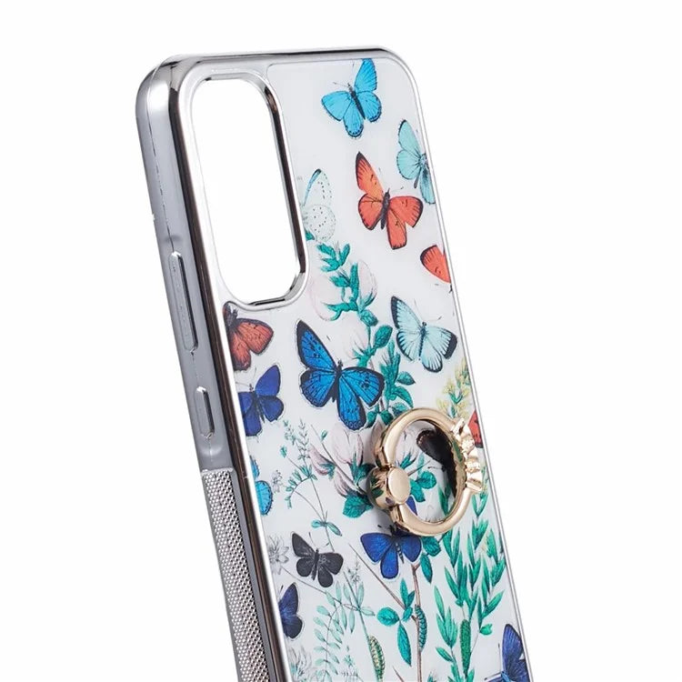 Kickstand PC+TPU Case for Samsung Galaxy A54 5G Case Electroplating IMD Pattern Phone Cover
