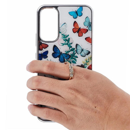 Kickstand PC+TPU Case for Samsung Galaxy A54 5G Case Electroplating IMD Pattern Phone Cover