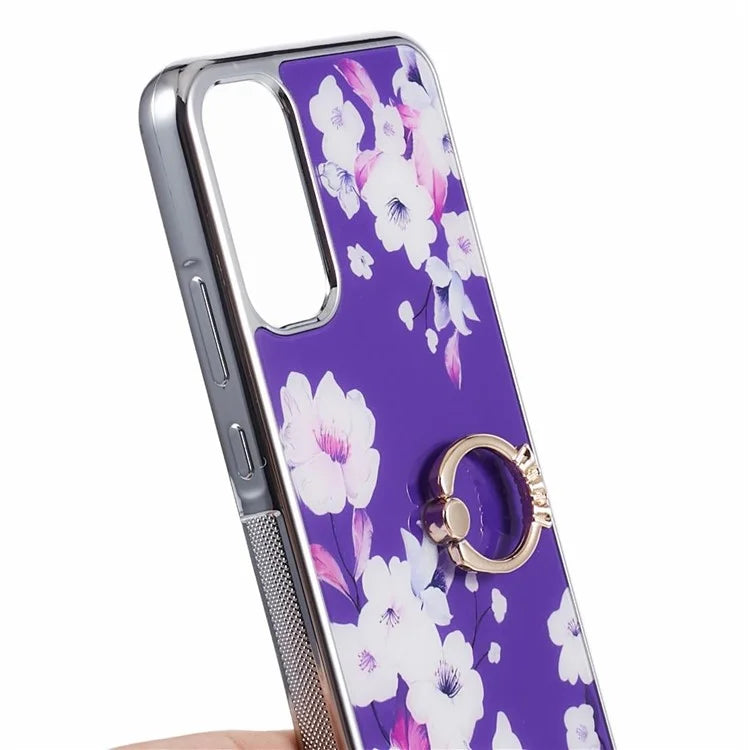 Kickstand PC+TPU Case for Samsung Galaxy A54 5G Case Electroplating IMD Pattern Phone Cover