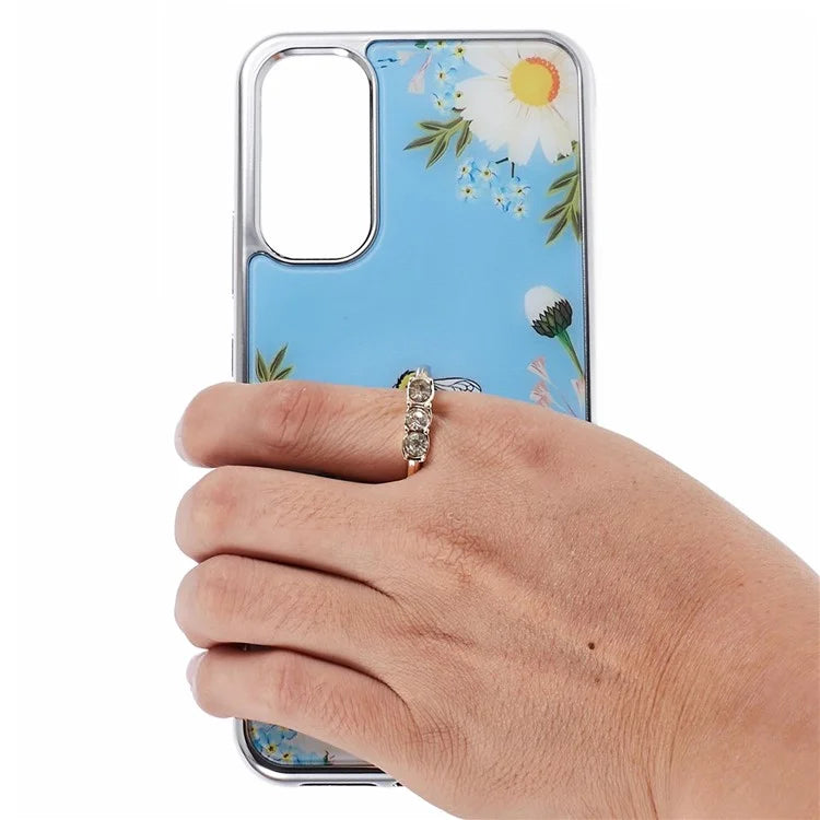 Kickstand PC+TPU Case for Samsung Galaxy A54 5G Case Electroplating IMD Pattern Phone Cover
