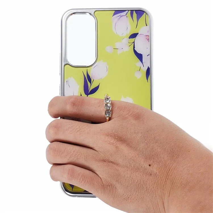 Kickstand PC+TPU Case for Samsung Galaxy A54 5G Case Electroplating IMD Pattern Phone Cover