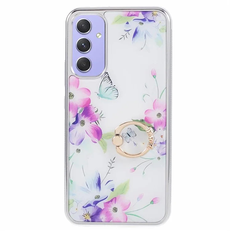 Kickstand PC+TPU Case for Samsung Galaxy A54 5G Case Electroplating IMD Pattern Phone Cover