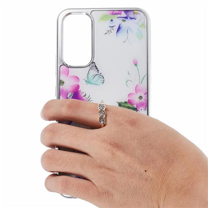 Kickstand PC+TPU Case for Samsung Galaxy A54 5G Case Electroplating IMD Pattern Phone Cover
