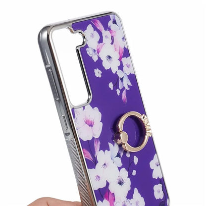 For Samsung Galaxy S23 Case Electroplating IMD Pattern Kickstand PC+TPU Phone Cover